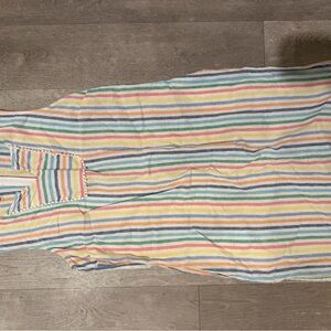 Talbots Multicolor Striped Cotton Top with Pom Trim